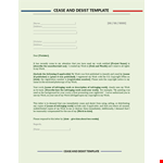 Cease and Desist Template for Infringing Activities example document template