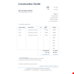 Construction Quotation Template example document template