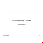 Private Company Valuation Example: Unlocking the Value of Private Equity example document template