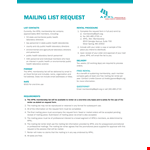 Printable Mailing List Template - Request Membership & Mailing example document template