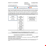 Digital Media Marketing Resume example document template 