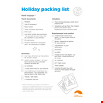 Essential Holiday Packing Checklist - Don't Forget These Must-Have Items example document template