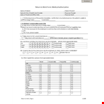 Return to Work Form - Download Printable Return to Work Form for Employees example document template