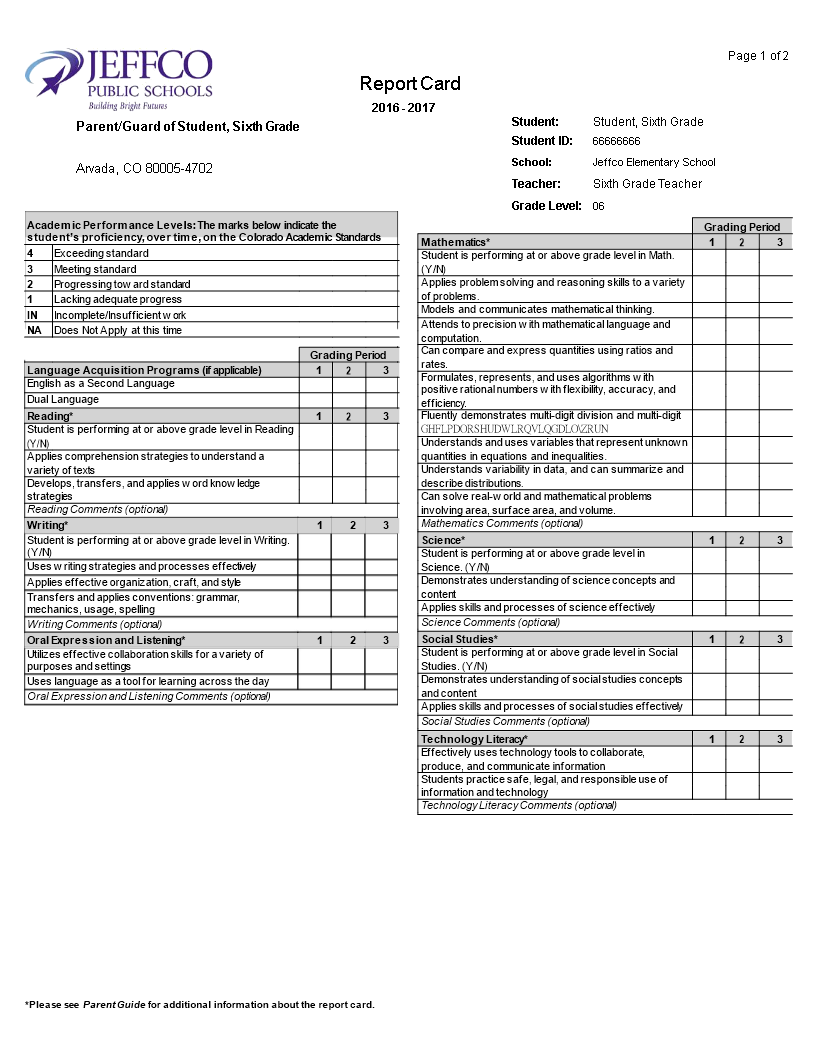 report-card-template