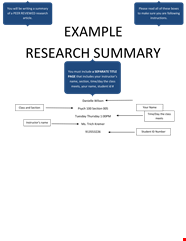 Example Research Paper Summary Template