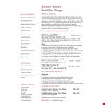 Sales Manager Resume | Personal Retail Sales Executive | Dayjob example document template