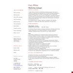 Professional Marketing Manager Resume - Skills, Campaigns & Personal Marketing example document template