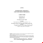 Shareholder Agreement for Corporations: Protect Shares and Rights example document template