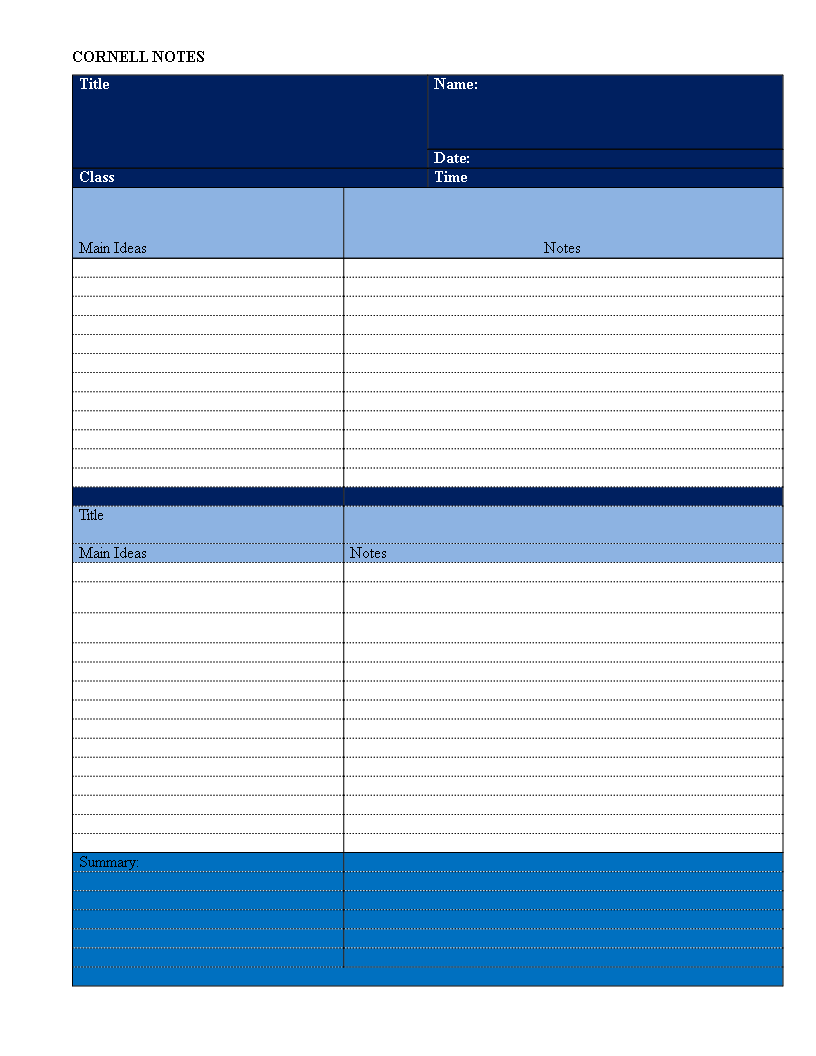 Cornell Notes Template - Organize Your Notes And Ideas With This 