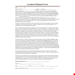 Location Release Form example document template