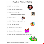 Preschool Activity Schedule - Fun and Engaging Activities for Kids example document template