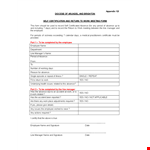 Return to Work Form for Employees and Managers - Absence Management example document template