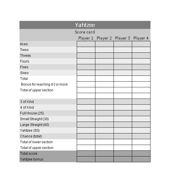 Printable Yahtzee Score Sheets - Keep Track of Your Scores & Total in ...