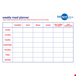 Weekly Family Meal Planner Template example document template