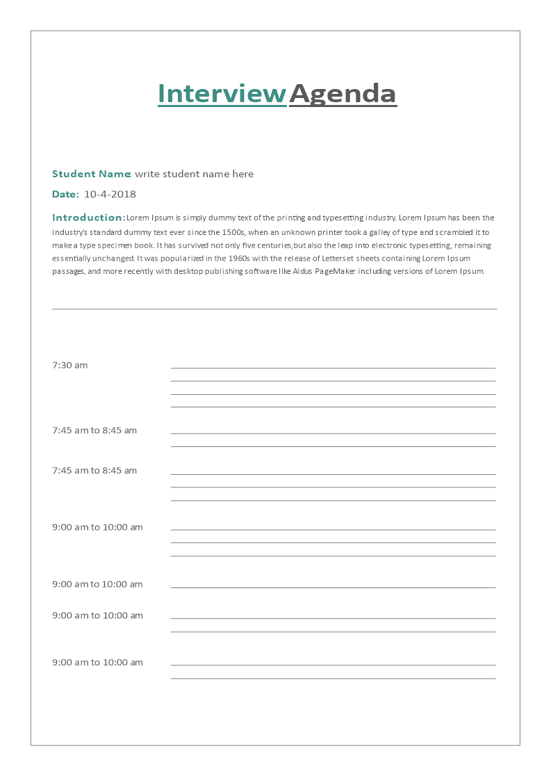 Interview Agenda Template