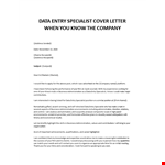 Data Entry Cover Letter example document template