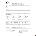 Motor Vehicle Bill Of Sale Template example document template