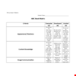 Grading Rubric Template - Comprehensive Guide for Evaluating Information, Content, and Illustrations example document template