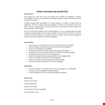 IT Project Manager Job Description example document template
