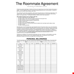 Download Roommate Agreement Template - Set Guidelines for Guests and Roommates example document template