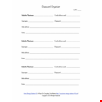 Password List Template for Business: Manage Email, Address, Website, and Passwords example document template