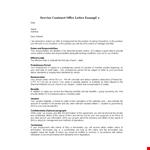 Service Contract Offer Letter Example example document template