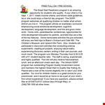 Full Day Preschool Program | School & Child Development example document template