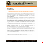 Survival Condo Unveils New Facility | Press Release Template example document template