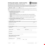 Drinking Water Quality Incident Report example document template