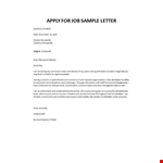 Apply for job sample letter example document template