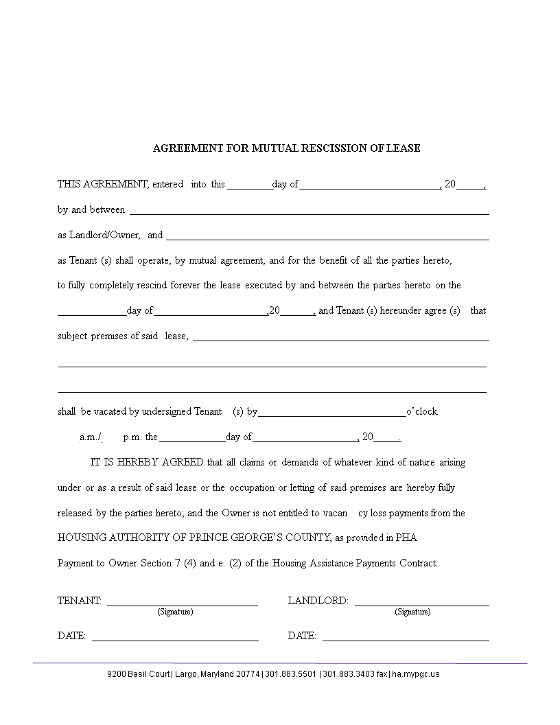 Download Free Rescission Agreement Template