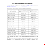 Letting Schedule And Ez Filing Dates example document template