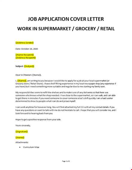 29++ Supermarket Attendant Application Letter For A Supermarket Job download