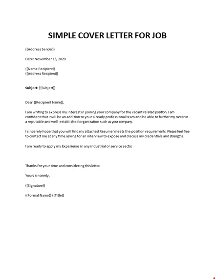 16++ Simple Cover Letter For It Job Application best example