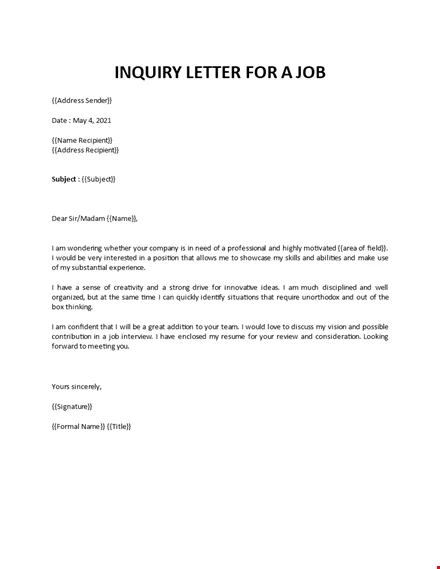 32+ Letter Inquiring About Job Application Status best example