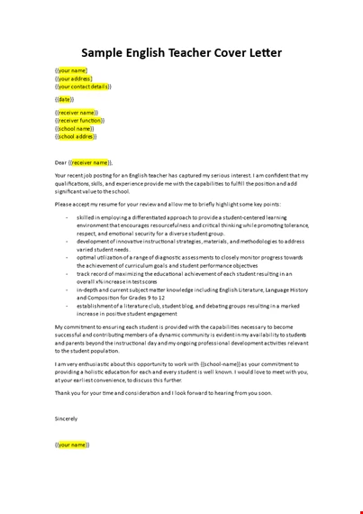 43++ Job Application Letter For English Teacher Post best example