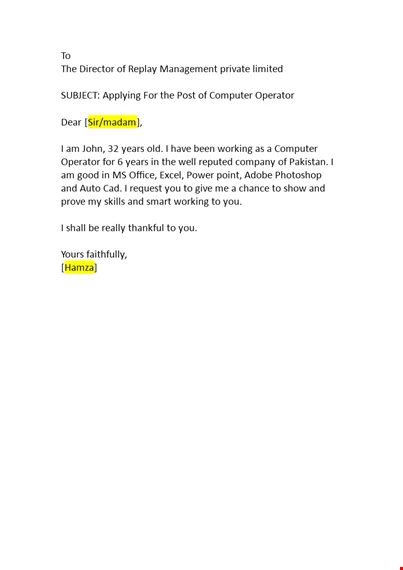 31++ How To Write A Job Application Letter For Computer Operator download