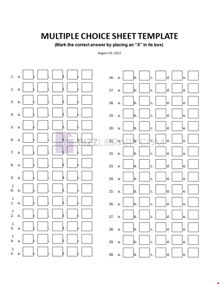 Multiple Choice Answer Sheet Template