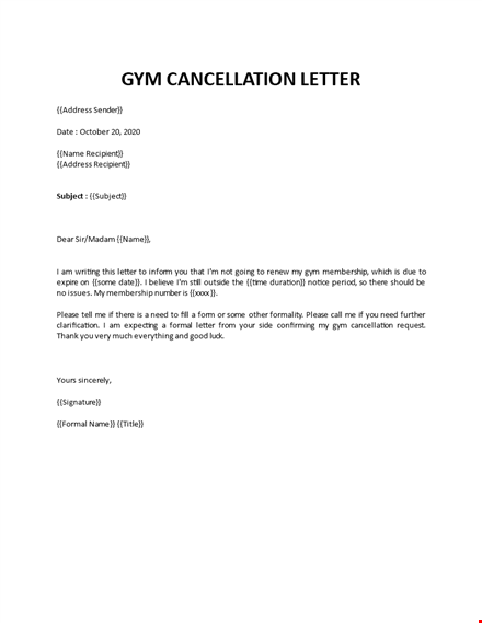 Gym cancellation letter