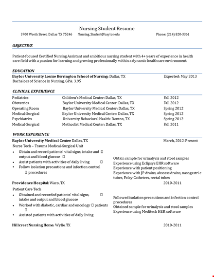 nursing curriculum vitae template