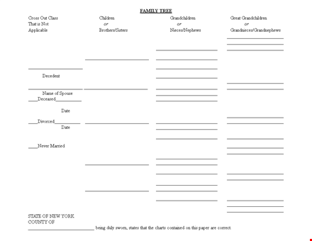 family tree template for child, decedent, sworn, cousins and family template