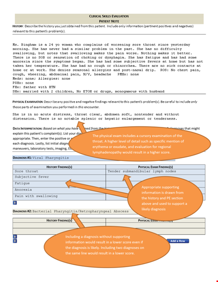 example of patient note template