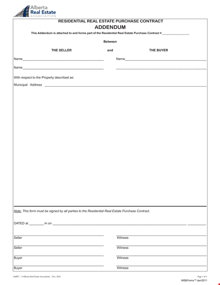 real estate addendum form template