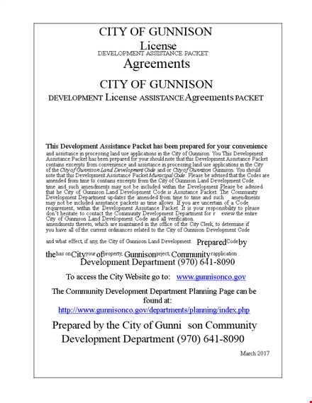 license agreement template - development, license & licensee | gunnison template