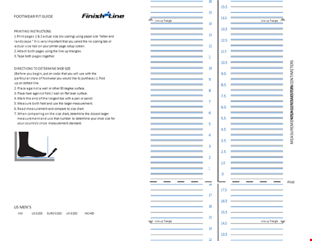 printable preschool shoe size chart template