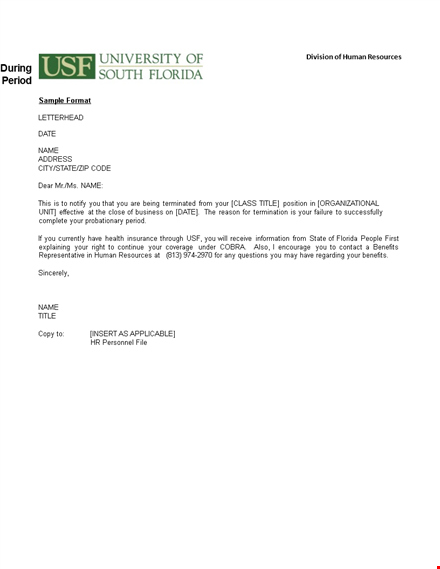 notify termination during initial probation template