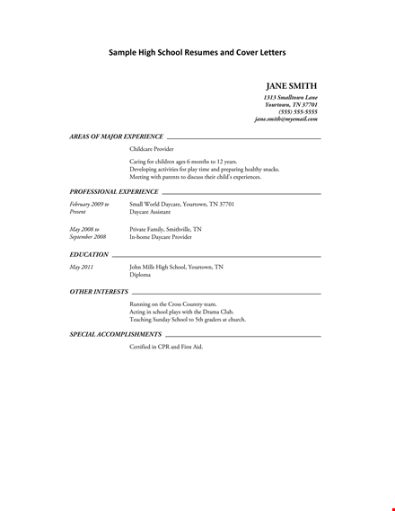 sample high school resumes and cover letter - school, cover, sample template