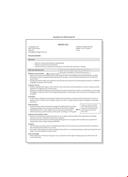 professionally showcase your business experience, skills, and spanish ability with an example resume template