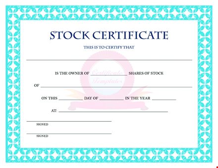 create a professional stock certificate with our customizable template template