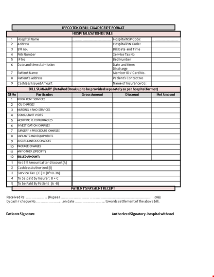 medical bill receipt template - create professional and customized invoices for hospital services template